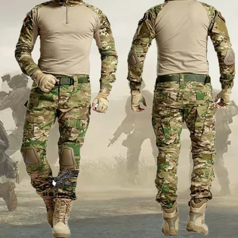 Camo Tactical Uniform Ripstop Suit Multi Pocket Suits Hunting Pants/ Shirts Clothes Sets