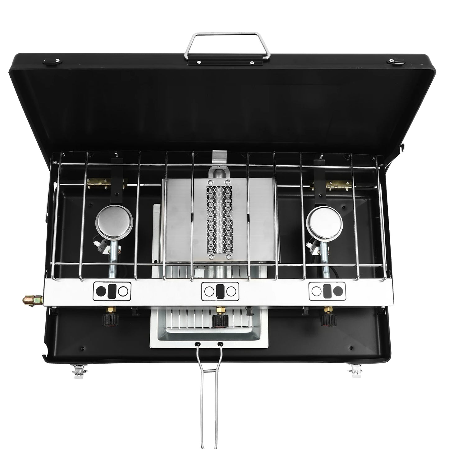 Camping Stove Gas 3 Separate Burner Windshield