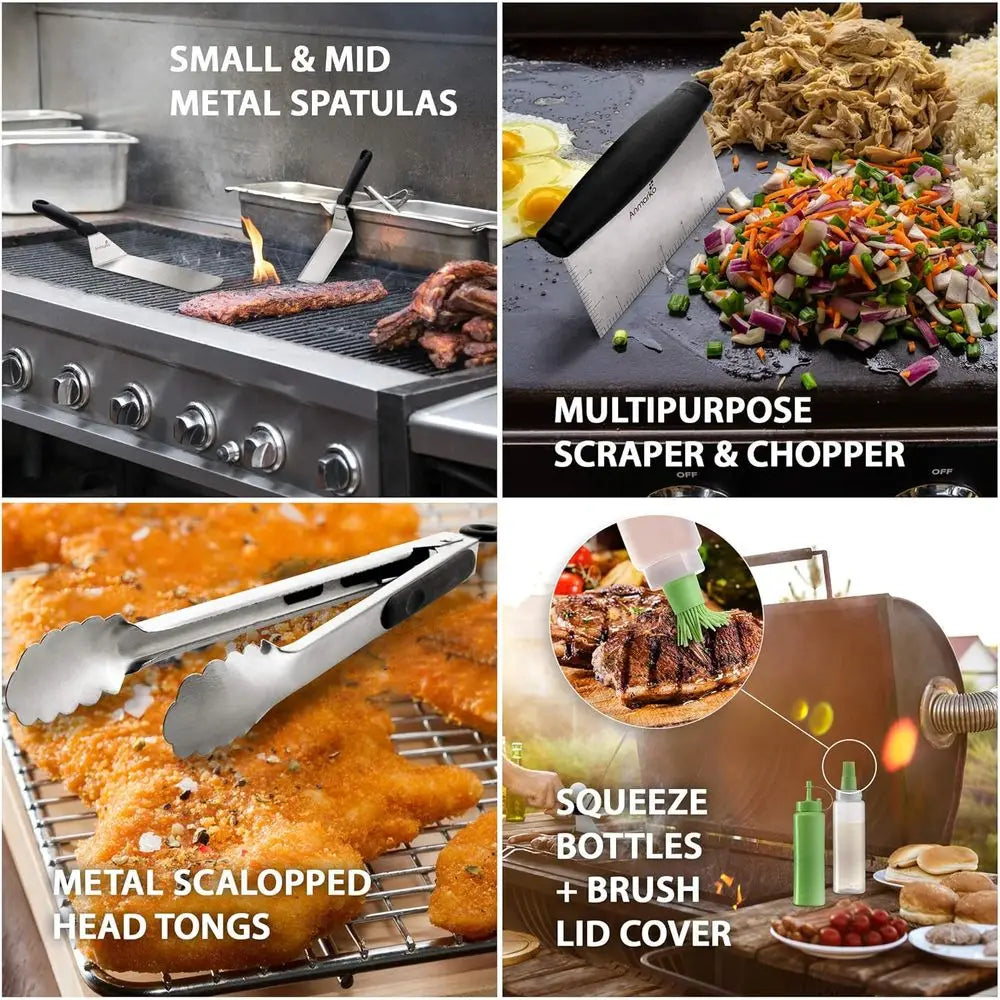 Griddle Accessories Kit Metal Utensil for BBQ Grill Top