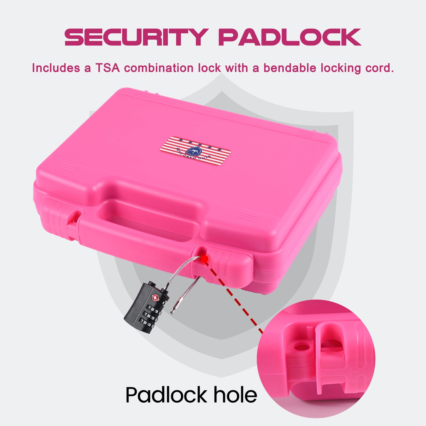 Pink 9mm TSA Approved Firearm Travel Case with 1 TSA Lock
