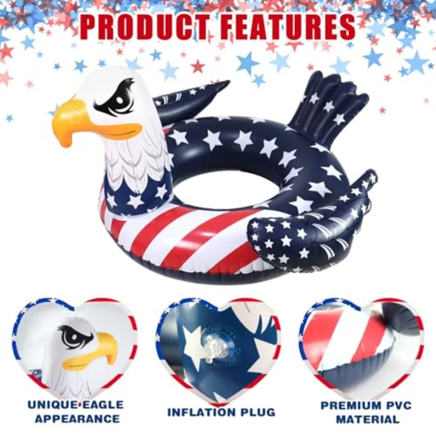 Inflatable Eagle Pool Floats Tube Rings American Flag Design Floating Raft Funny Lake Beach