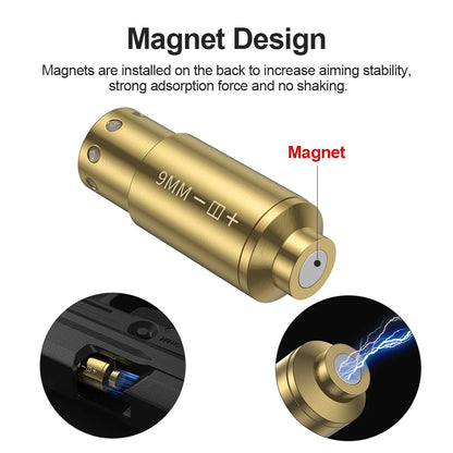 9MM Optics Cartridge Red Dot Laser Bore sighter For Pistol