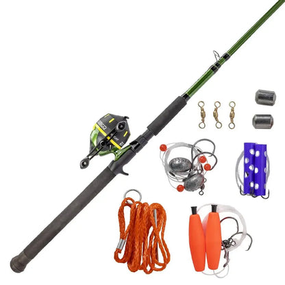 606 Big Cat Spin cast Reel and Fishing Rod Combo, 7Foot 2Piece Telescopic Rod