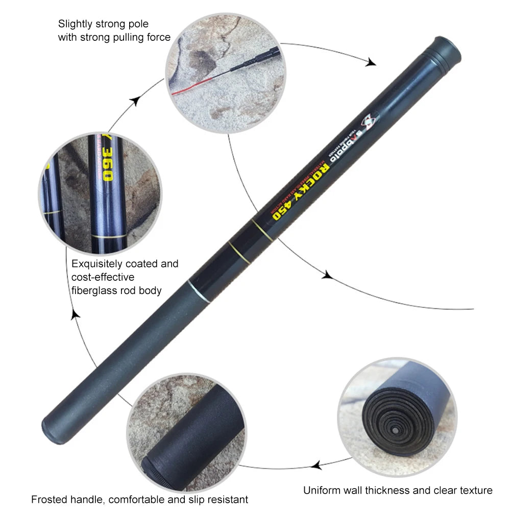 Telescopic Fishing Rod Stream Lake Hand Pole Fiberglass Hand Rod Ultralight 2.1/2.4/2.7/3.6M Retractable 40cm for Smaller Waters