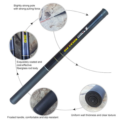 Telescopic Fishing Rod Stream Lake Hand Pole Fiberglass Hand Rod Ultralight 2.1/2.4/2.7/3.6M Retractable 40cm for Smaller Waters