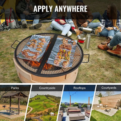Fire Pit Grill Grate, Foldable Round Cooking Grate, Heavy Duty Steel