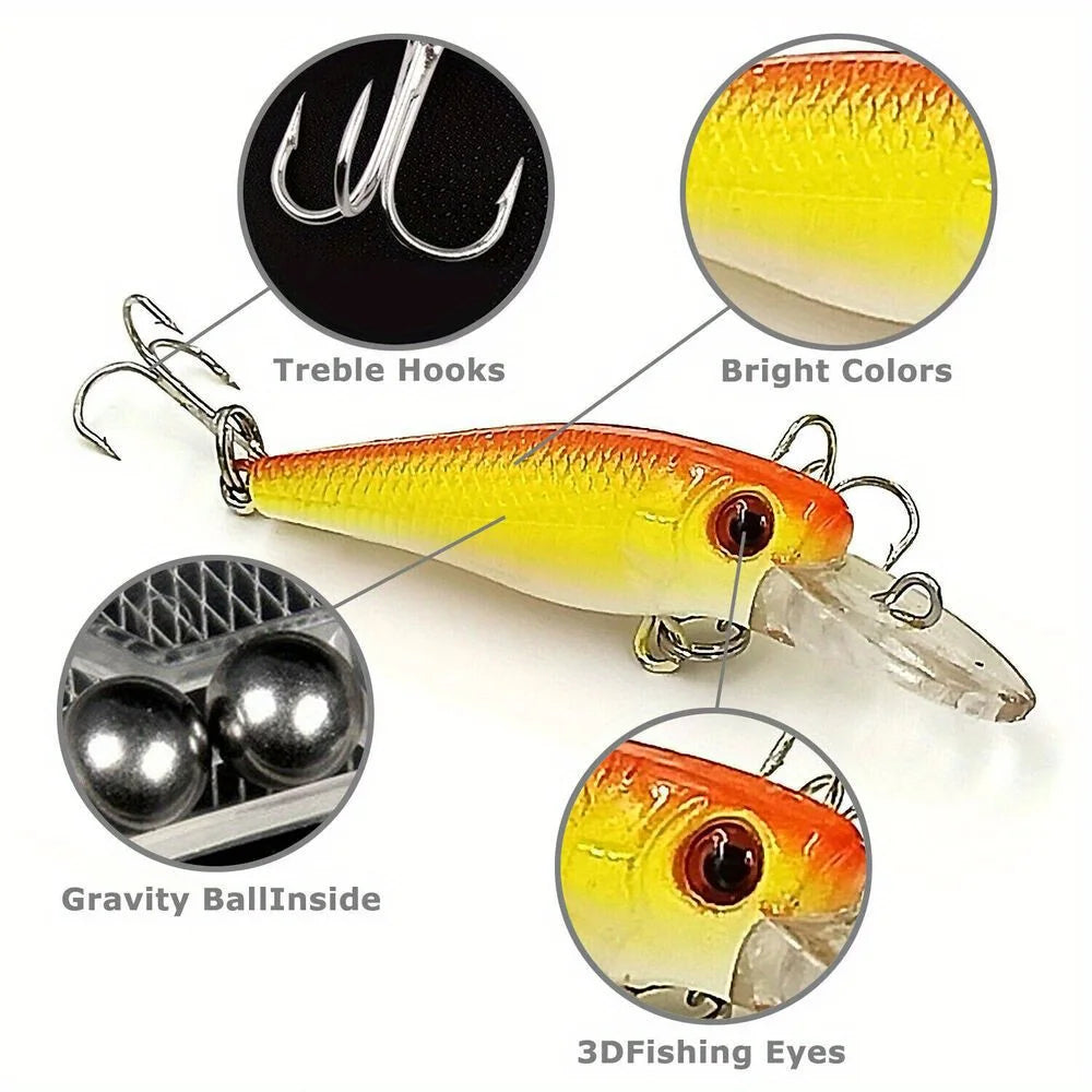 30pcs Fishing Lures Set – Crankbaits, Minnow Baits & Hooks for Freshwater