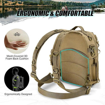 Fishing Tackle Backpack with Rod & Gear Holder,
