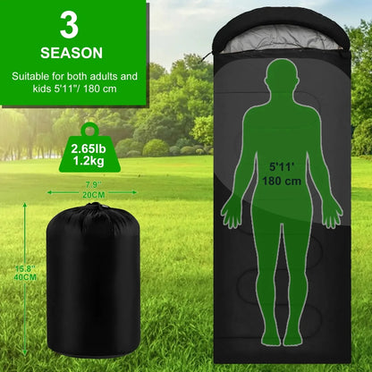4 Season Warm Envelope Backpacking Sleeping Bags for Outdoor Traveling Hiking