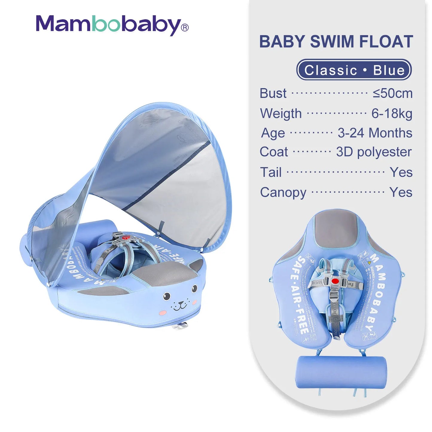 Non-Inflatable Baby Float with Canopy