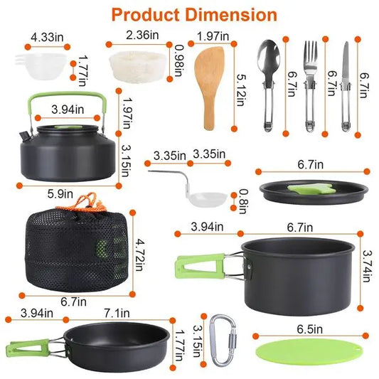 16Pcs Camping Cooking Ware Set