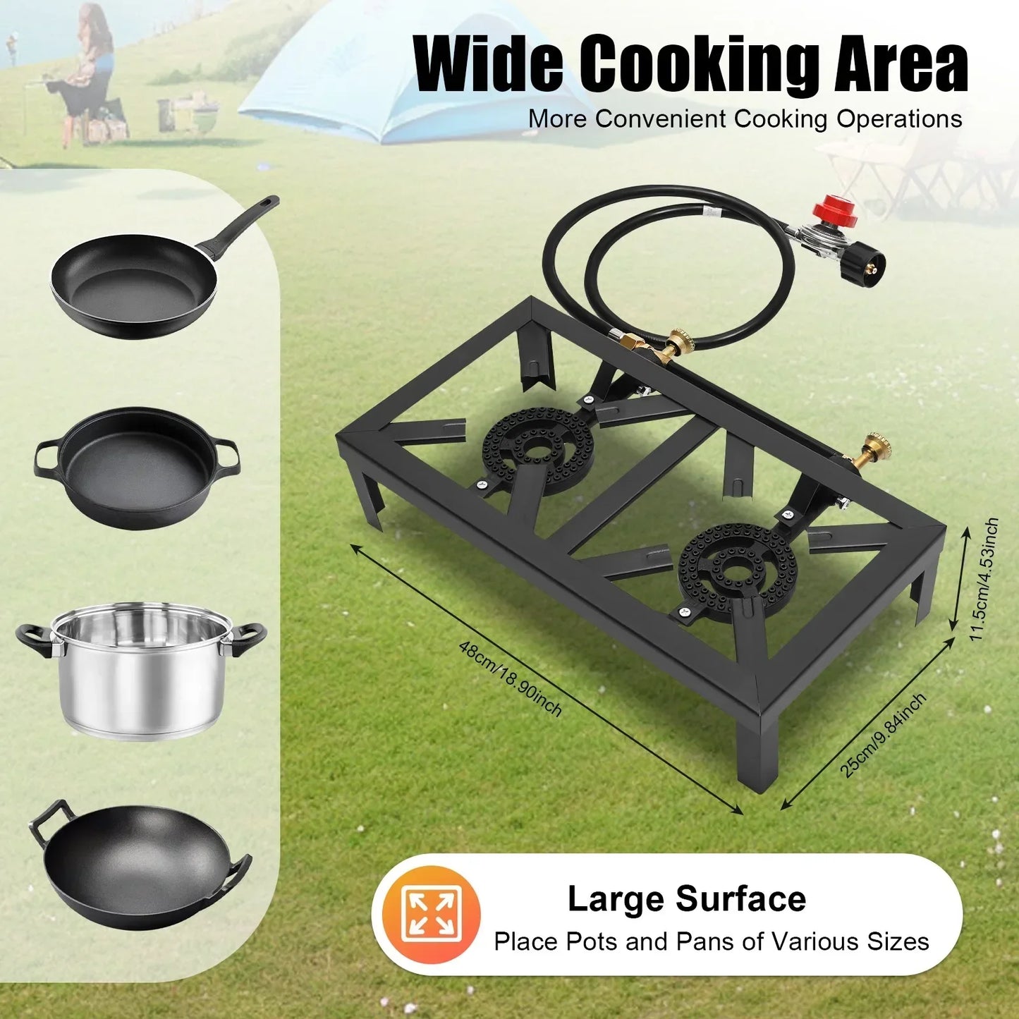 Portable Double Burner Gas Stove