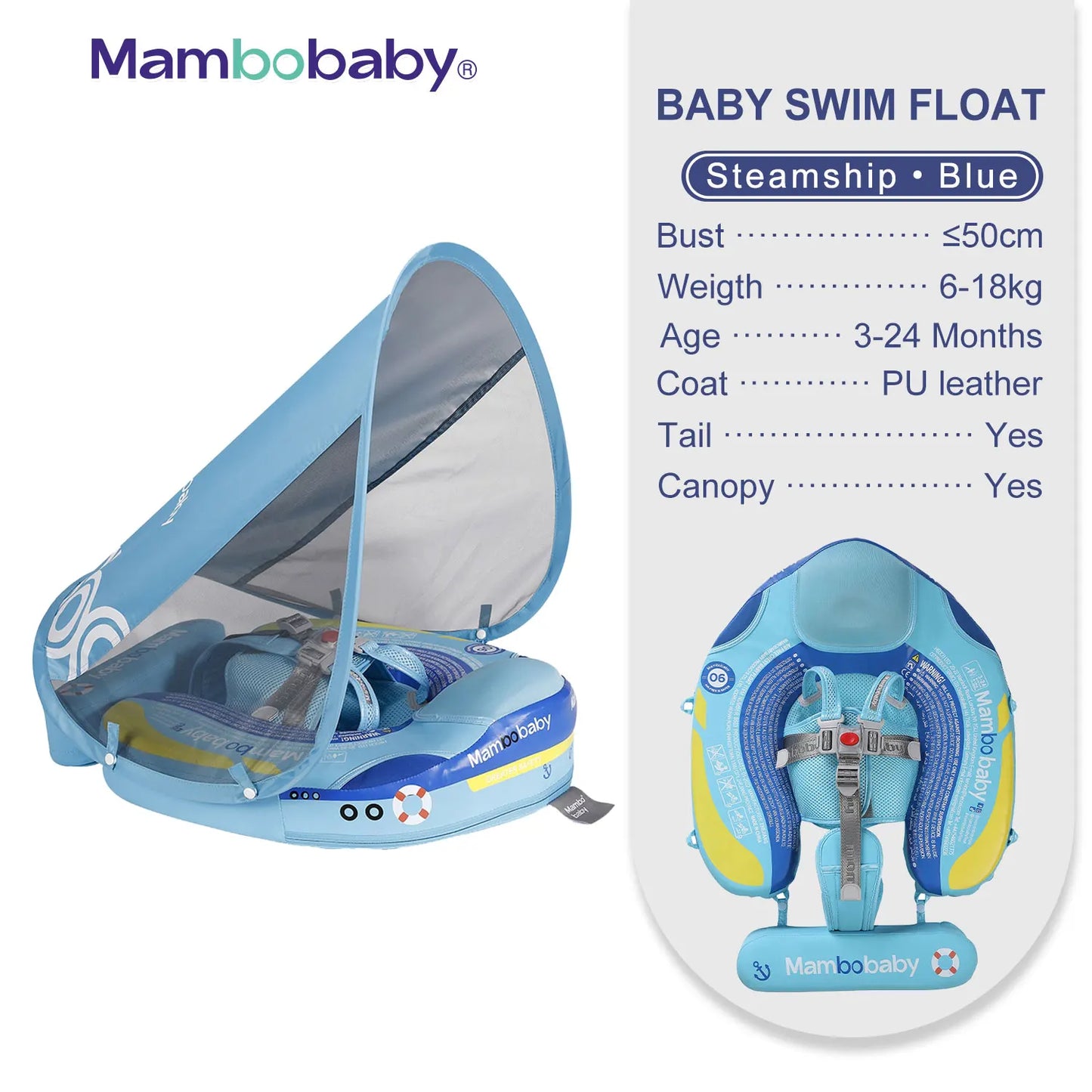 Non-Inflatable Baby Float with Canopy