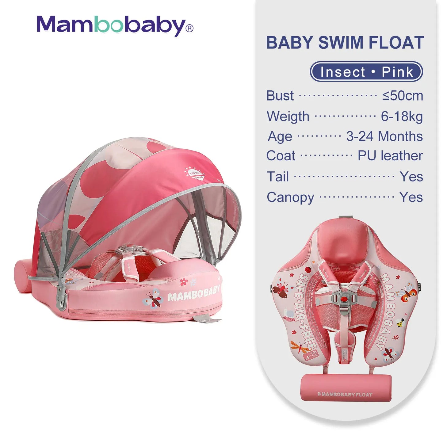 Non-Inflatable Baby Float with Canopy