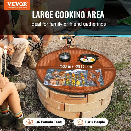 Fire Pit Grill Grate, Foldable Round Cooking Grate, Heavy Duty Steel