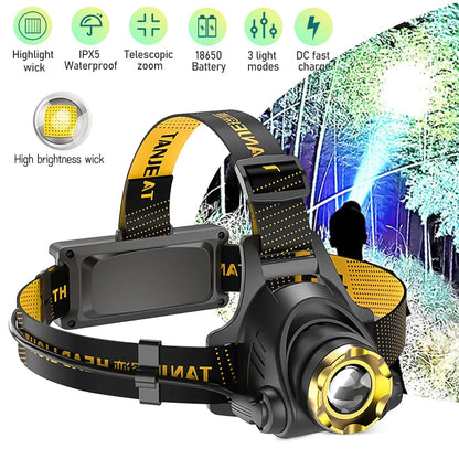 Led Headlamp USB Rechargeable Powerful Batteries Headlight