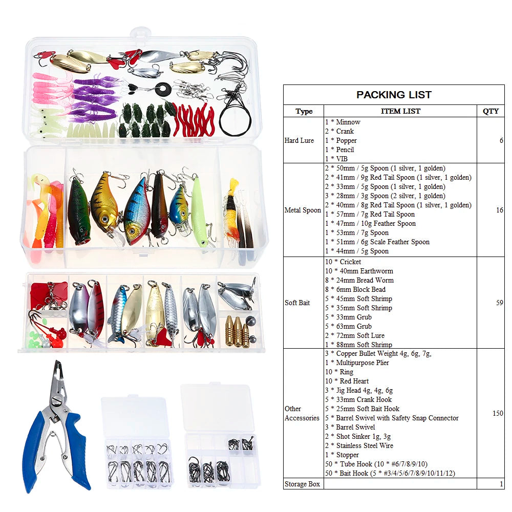 132PCS Fishing Lures Tackle Mixed Kit