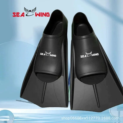 Swimming training with fins wrapped around the feet design