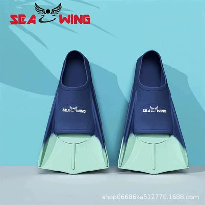 Swimming training with fins wrapped around the feet design