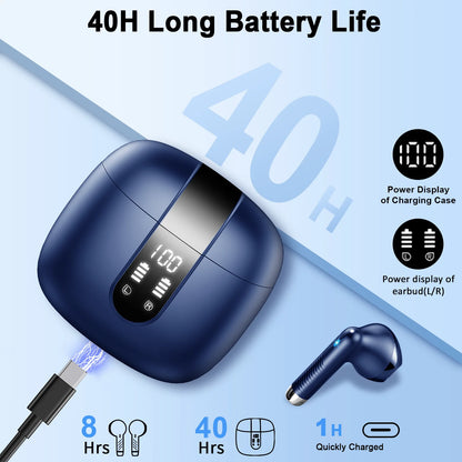 Bluetooth 5.3 Earbuds Stereo Bass, in-Ear Noise Cancelling Mic
