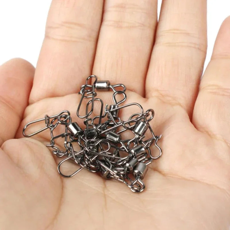 Stainless Steel Fishing Swivel Snaps 4#-12# Rolling Bearing Duo-Lock Connector