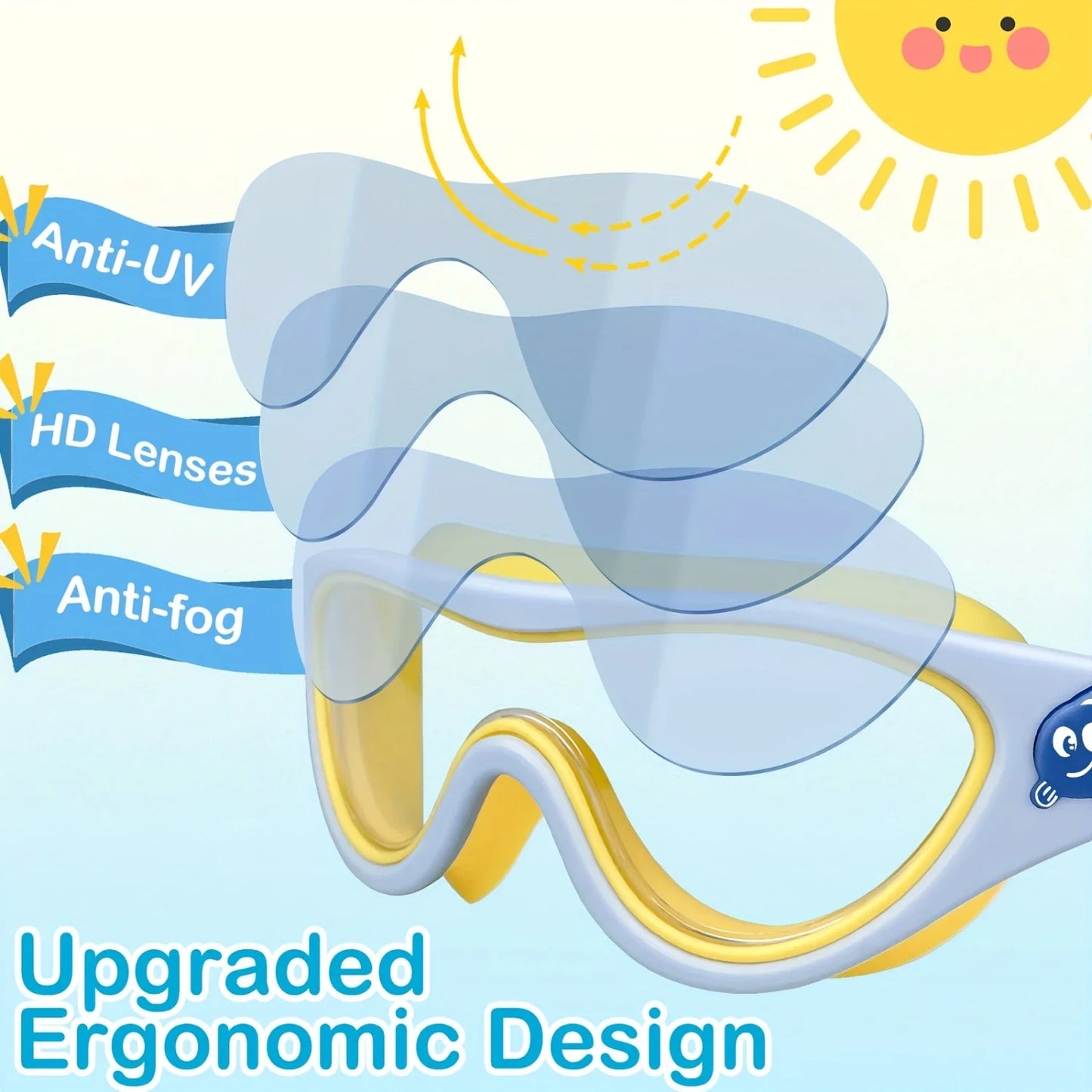 Swim Goggles - Fog-Free, Leakproof, Large Frame for Wide-Angle Vision