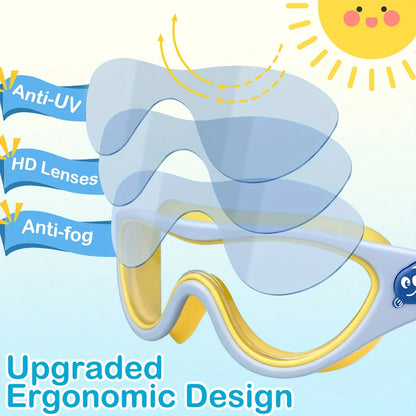 Swim Goggles - Fog-Free, Leakproof, Large Frame for Wide-Angle Vision