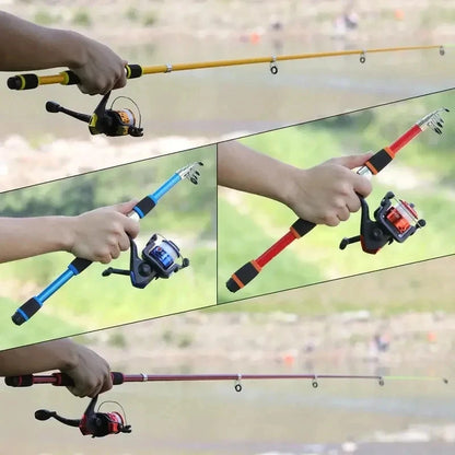 Full Kits With Telescopic Fishing Rod And Spinning Reel Baits Hooks Travel Pole Set