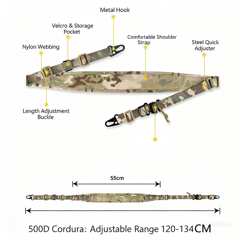 Tactical 2 Point Sling Strap 500D Nylon Modular Strap