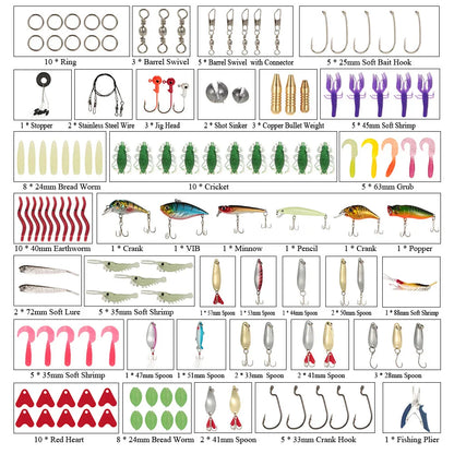 132PCS Fishing Lures Tackle Mixed Kit