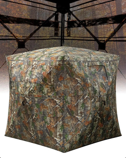 Pop Up Ground Blinds for 4-6 People 116" 58" 66" with Windows and Silent Magnetic Door Lightweight Blinds