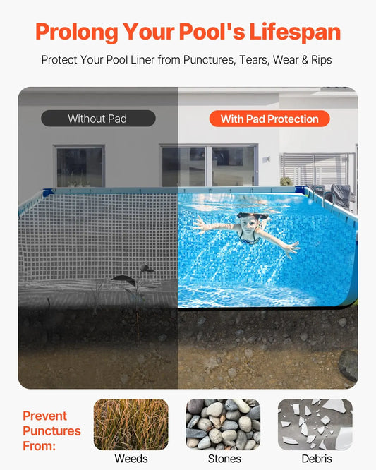 16x32ft Rectangle Pool Liner Pad Heavy Duty Thick Pool Mat Prevent Punctures