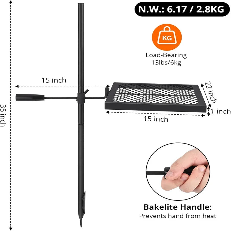 Swivel Campfire Heavy Duty Stainless Steel Grate