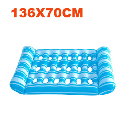 Inflatable Floating Bed with Headrest PVC Floating Lounger Pool Air Mattress for Swimming Pool Beach Adult Water Sleeping Bed