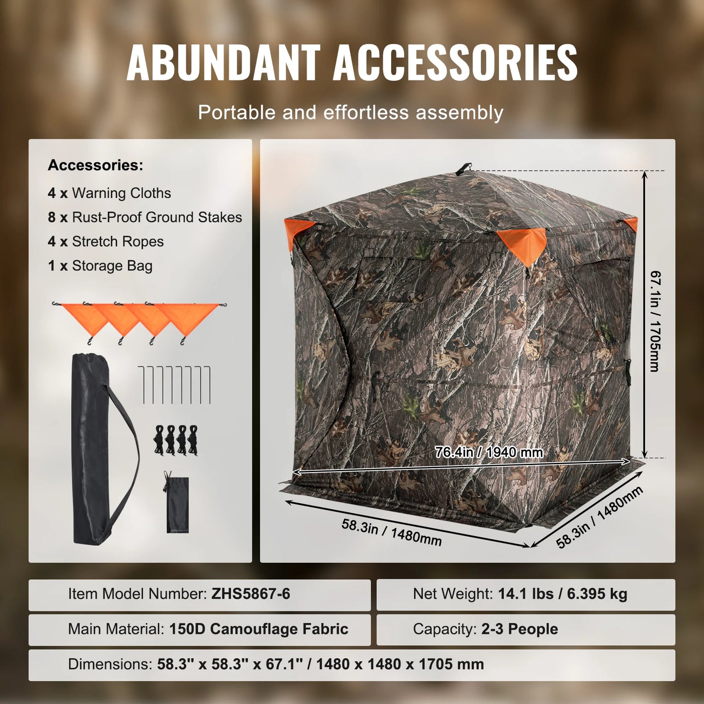 Hunting Blind 270° See Through Ground Blind 2-3 Person