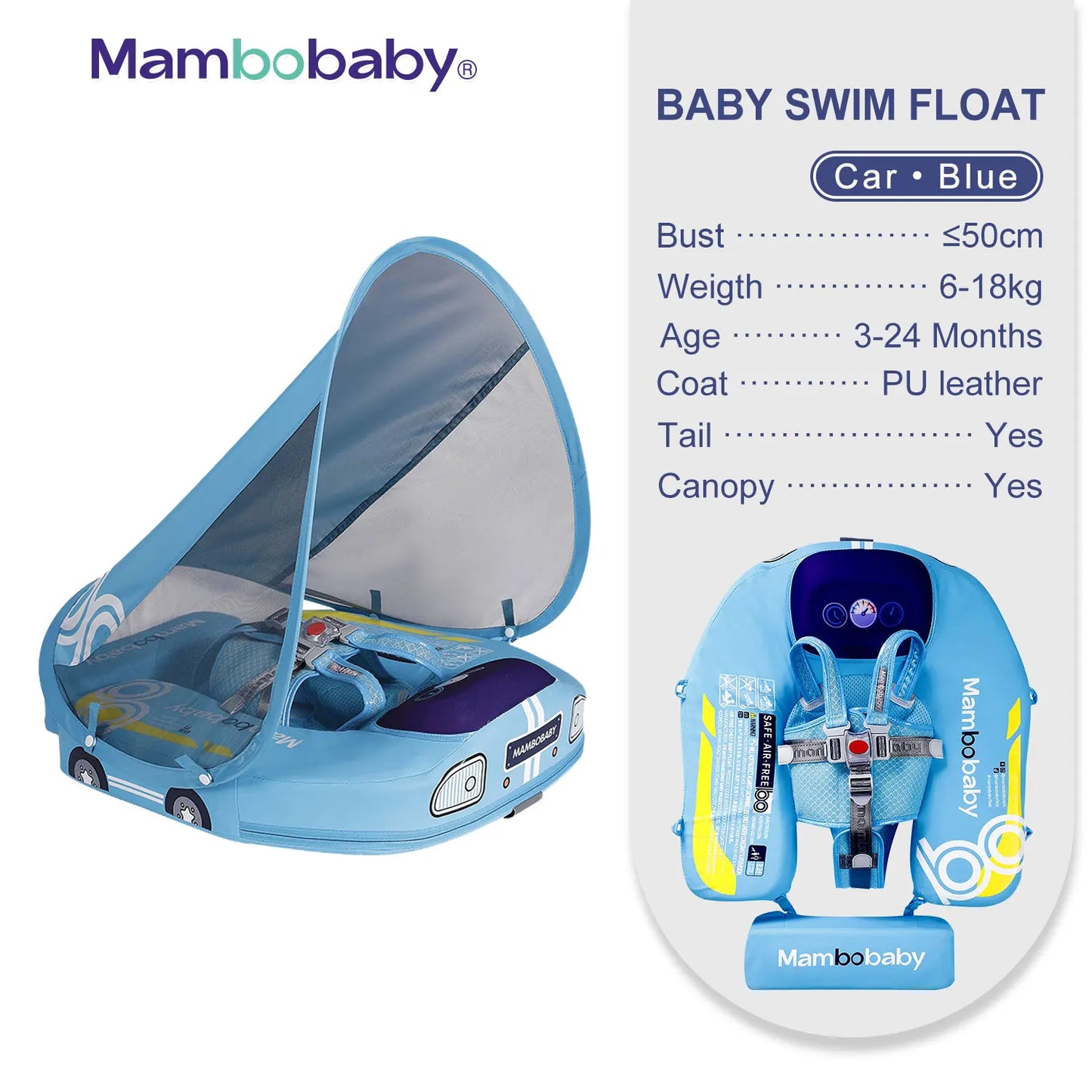 Non-Inflatable Baby Float with Canopy