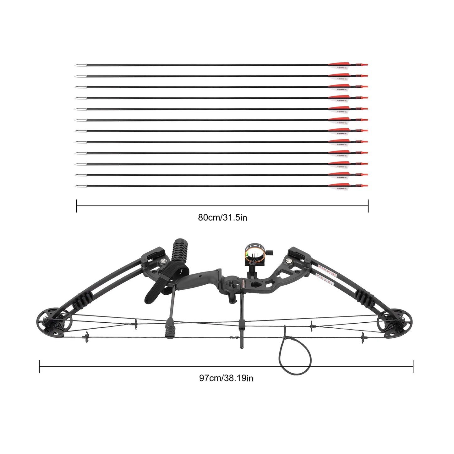 Right Handed Compound Bow Kit Adults and Teens with 12 Arrows 30-60lbs Adjustable