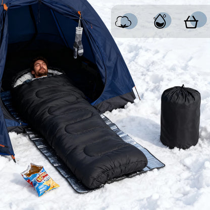 Lightweight 3-Season Weather Sleeping Bag, Microfiber Filling for 5-20 Degrees