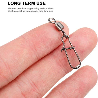 Stainless Steel Fishing Swivel Snaps 4#-12# Rolling Bearing Duo-Lock Connector