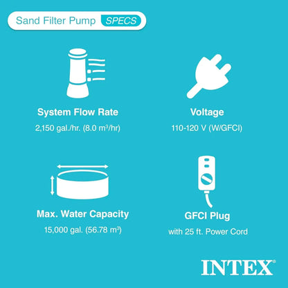 Sand Filter Pump & Saltwater System for Up to 15,000 Gal Pools, Krystal Clear - Automatic Algae Control & Above-Ground Swimming