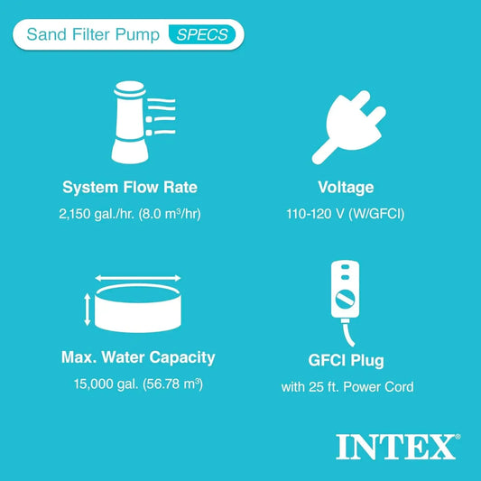 Sand Filter Pump & Saltwater System for Up to 15,000 Gal Pools, Krystal Clear - Automatic Algae Control & Above-Ground Swimming