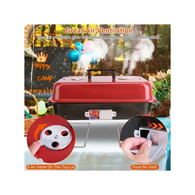Portable Charcoal Grill Tabletop Grill with Lid