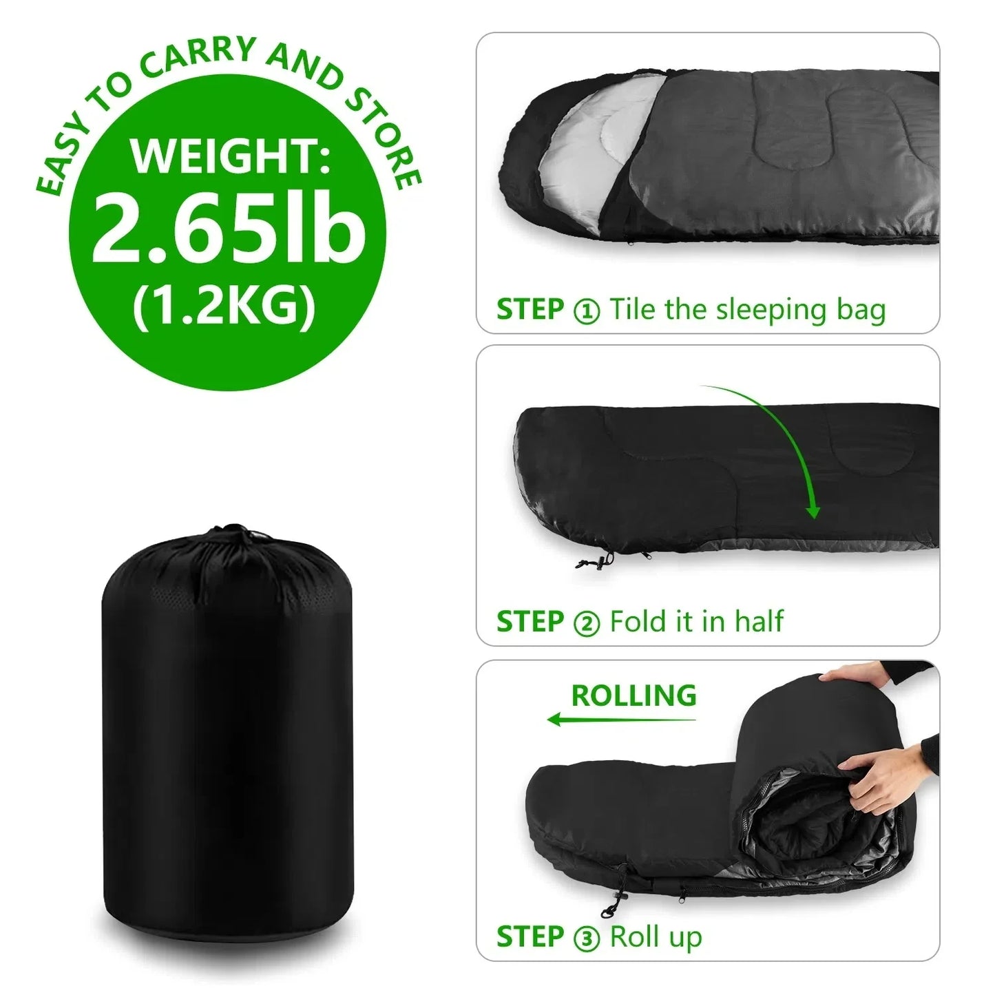 4 Season Warm Envelope Backpacking Sleeping Bags for Outdoor Traveling Hiking