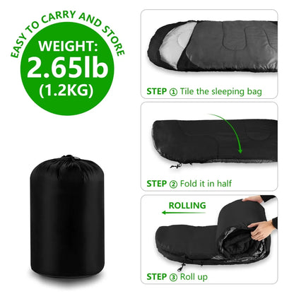 4 Season Warm Envelope Backpacking Sleeping Bags for Outdoor Traveling Hiking
