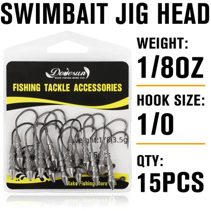 15PCS Hover Rig Jig head Swimbait Heads 1/16OZ 1/8OZ