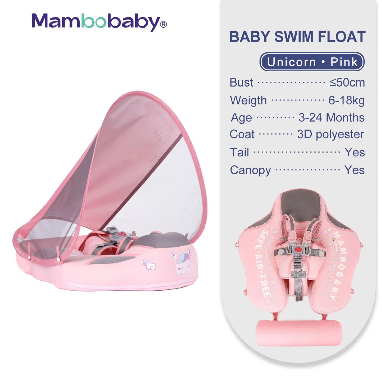 Non-Inflatable Baby Float with Canopy