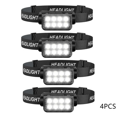 Motion Sensor Rechargeable Headlamp 8 LED Ultra Bright Flashlight for Fishing Camping Hiking Headlight
