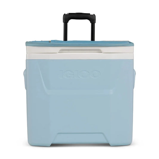 28QT Powder Blue Soft Top Cooler with Wheels,