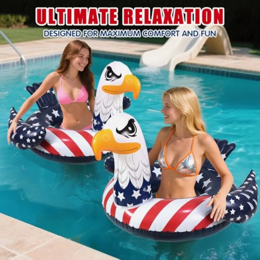 Inflatable Eagle Pool Floats Tube Rings American Flag Design Floating Raft Funny Lake Beach