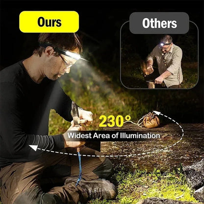 4-Pack LED Sensor Headlamp USB Rechargeable Built-in Battery Waterproof Head Torch for Camping Fishing Hiking